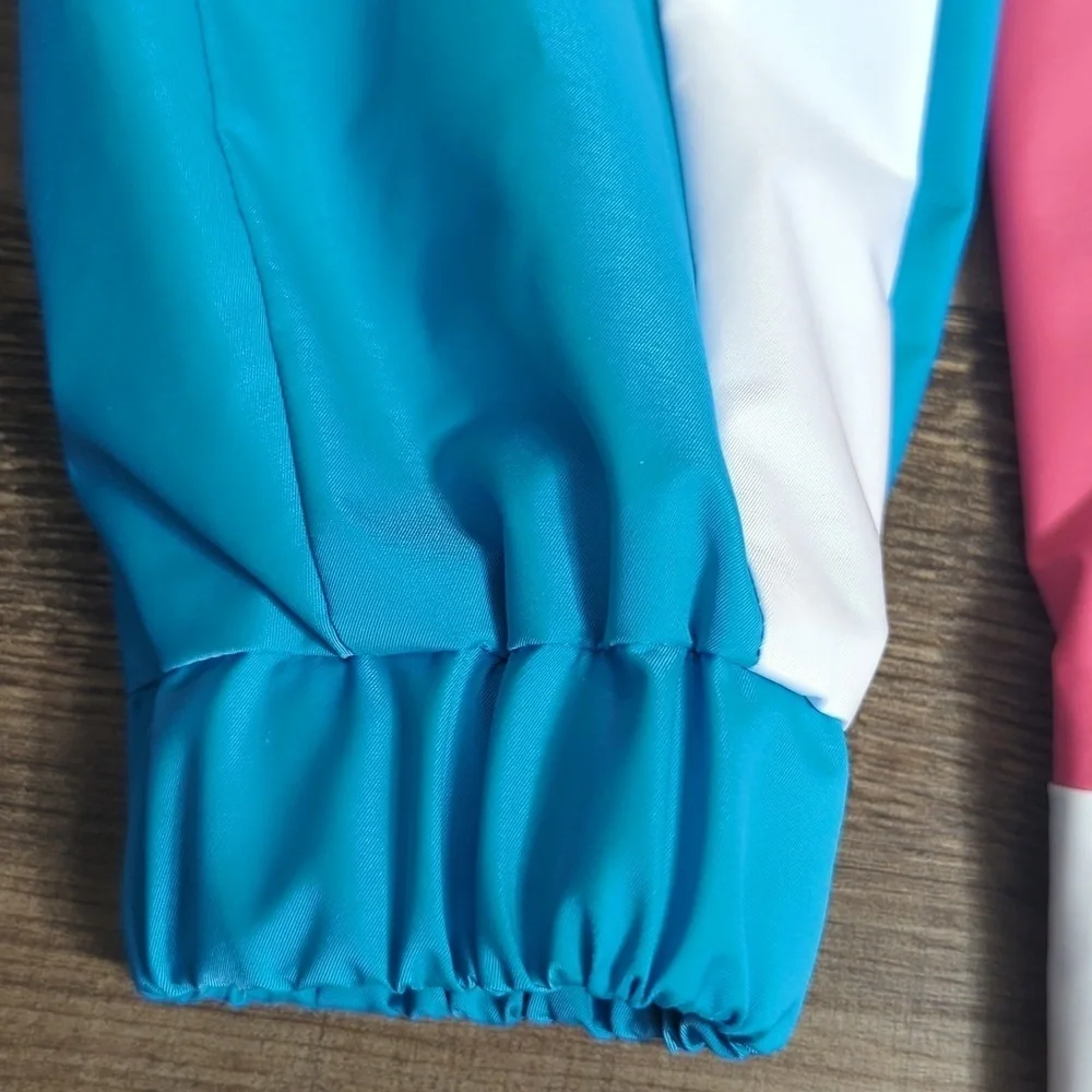 Calvin Klein Color Block Track Jacket, Spell Out, Hidden Hood, Vented Back, Med